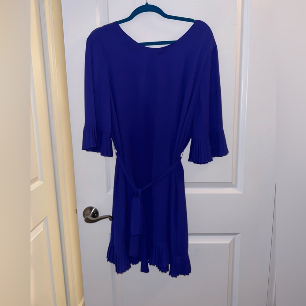 BCBGMaxazria Royal Blue Dress with Tie Belt; Size Large